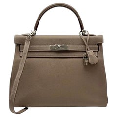 Hermès Kelly 32 Retourne Étoupe Togo Leather Palladium Hardware –
