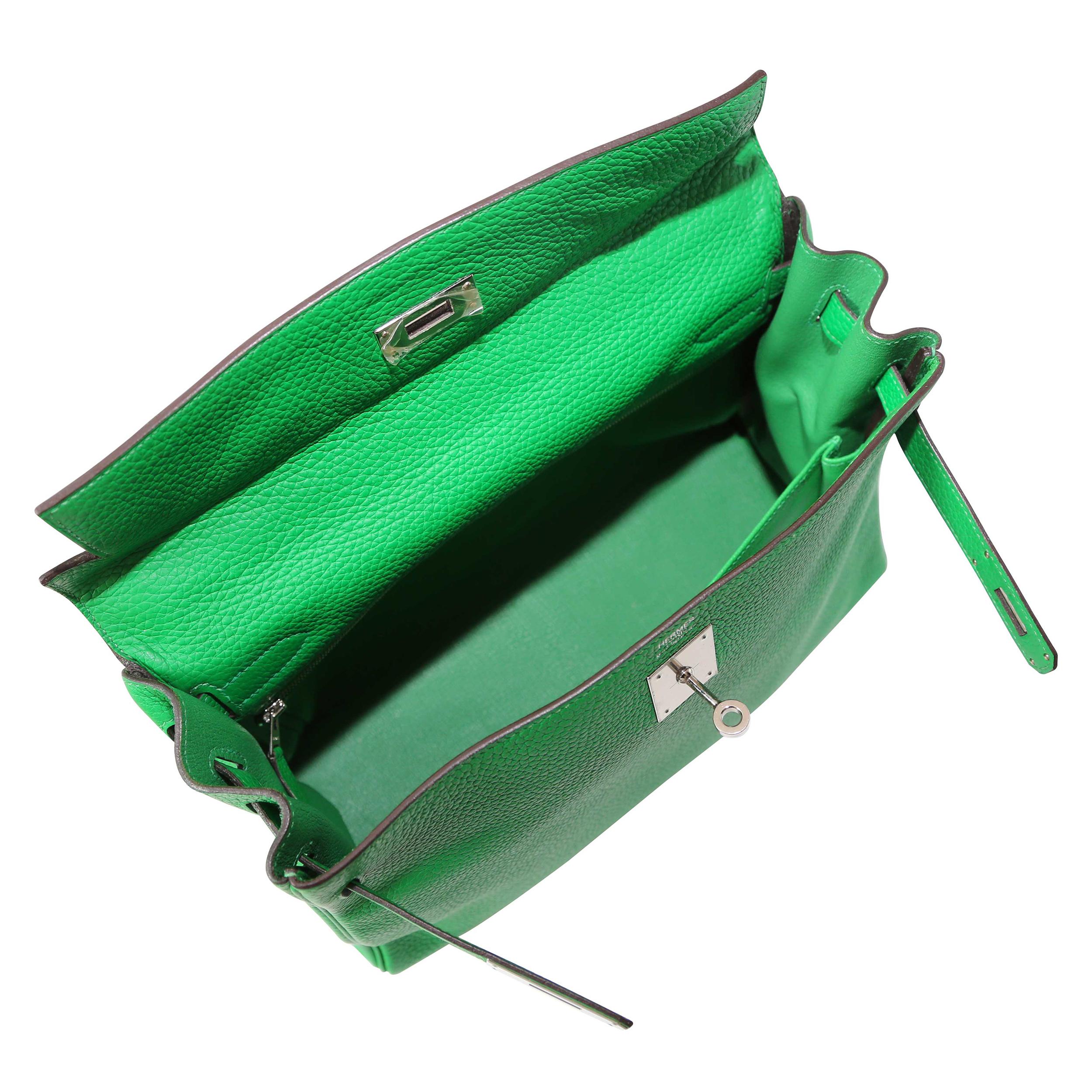 Hermès Kelly 32 Retourne Grün Taurillon Clemence PHW 2