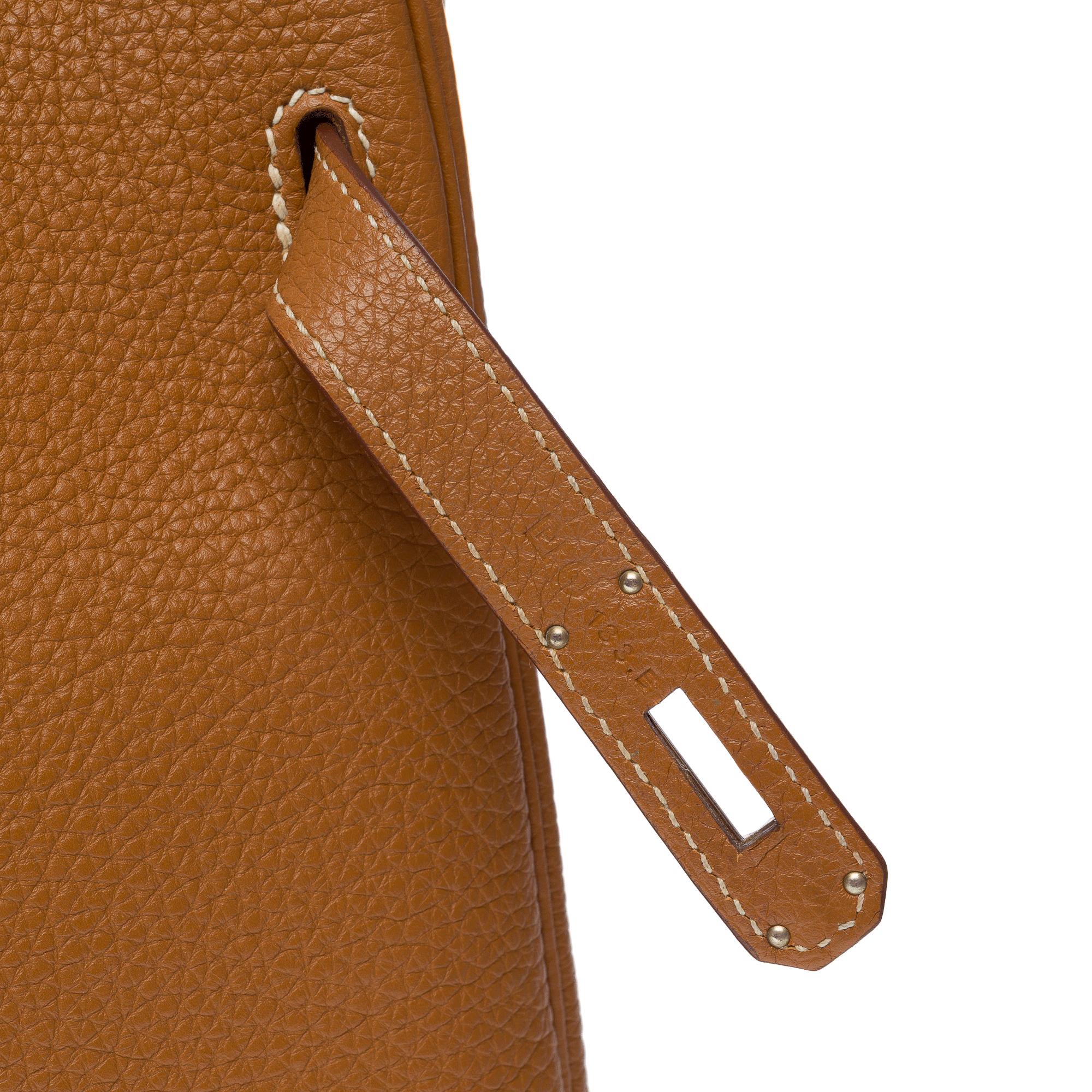 Hermès Kelly 32 retourné handbag strap in Camel (Gold) Togo calf leather, PHW For Sale 3