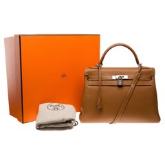 Hermès Kelly 32 retourné handbag strap in Camel (Gold) Togo calf leather, PHW