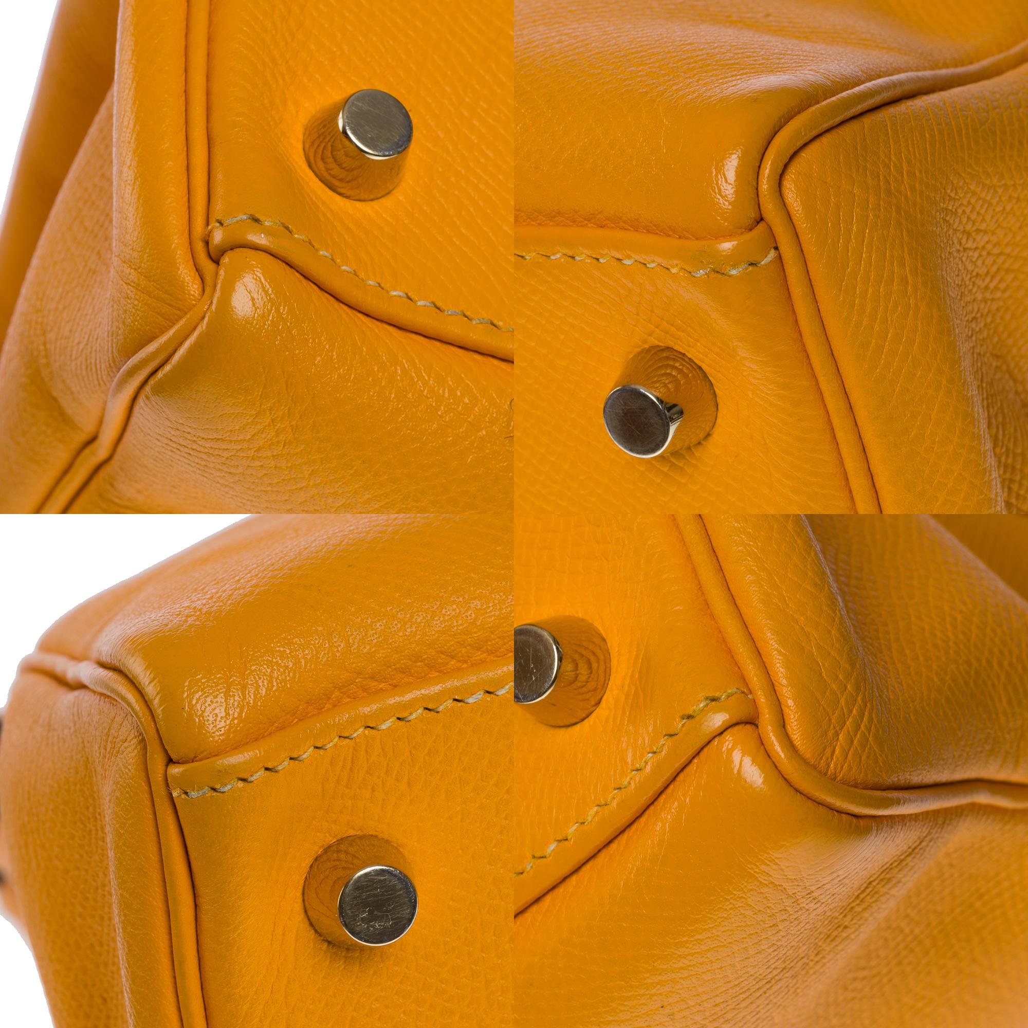 Hermès Kelly 32 retourne handbag strap in Yellow Courchevel Epsom leather, GHW 6