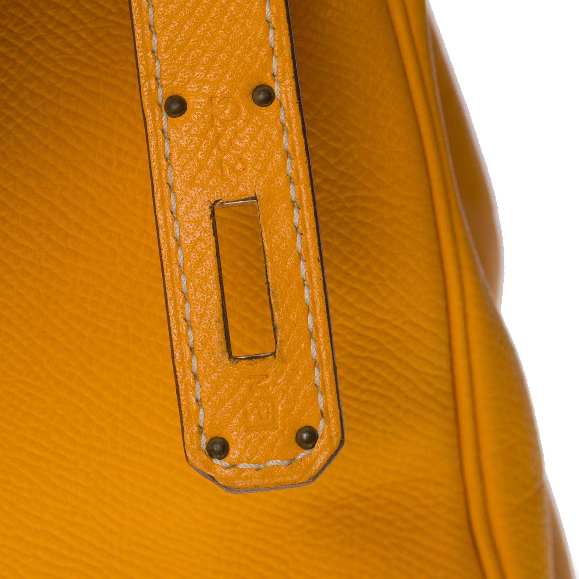 Hermès Kelly 32 retourne handbag strap in Yellow Courchevel Epsom leather, GHW 2