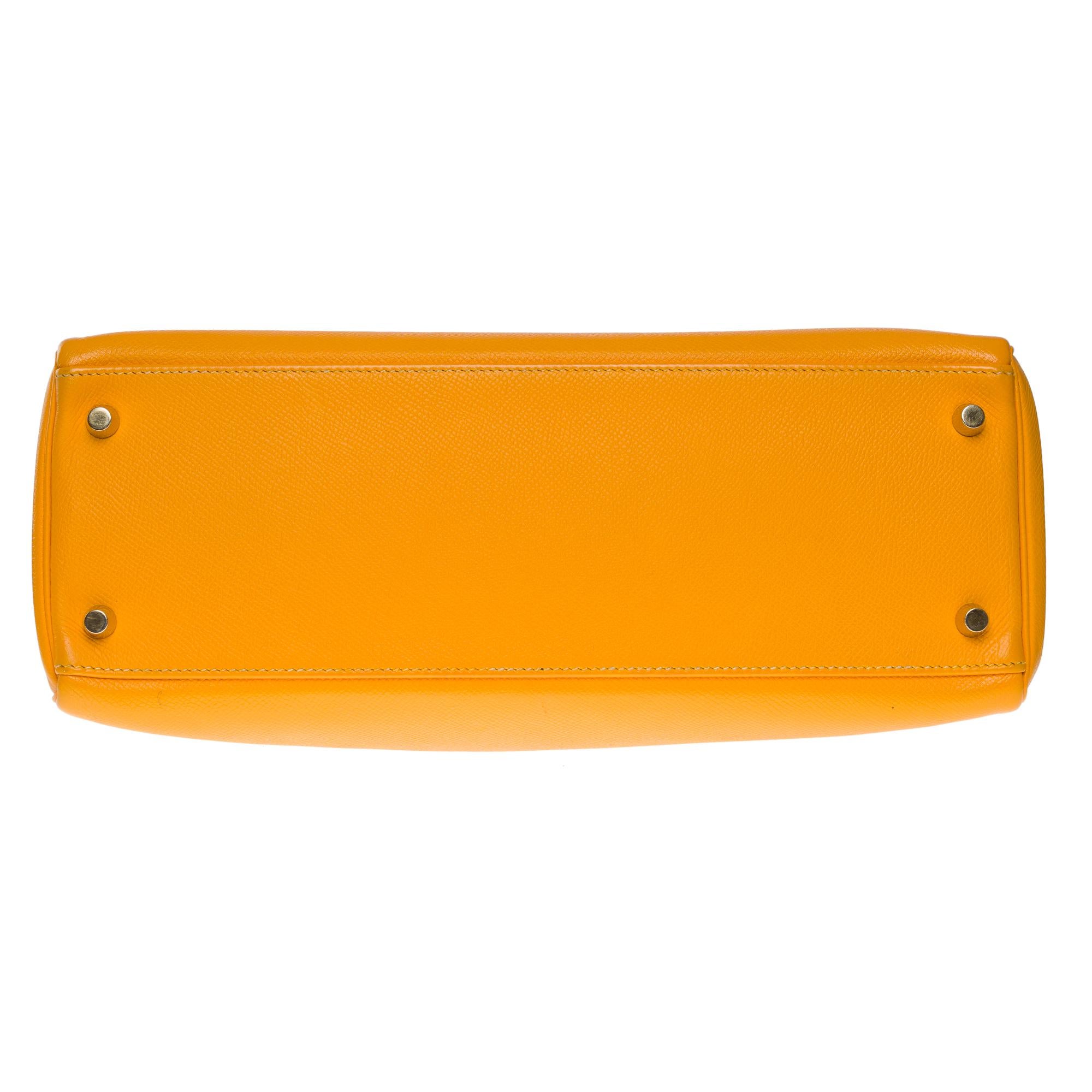 Hermès Kelly 32 retourne handbag strap in Yellow Courchevel Epsom leather, GHW 5