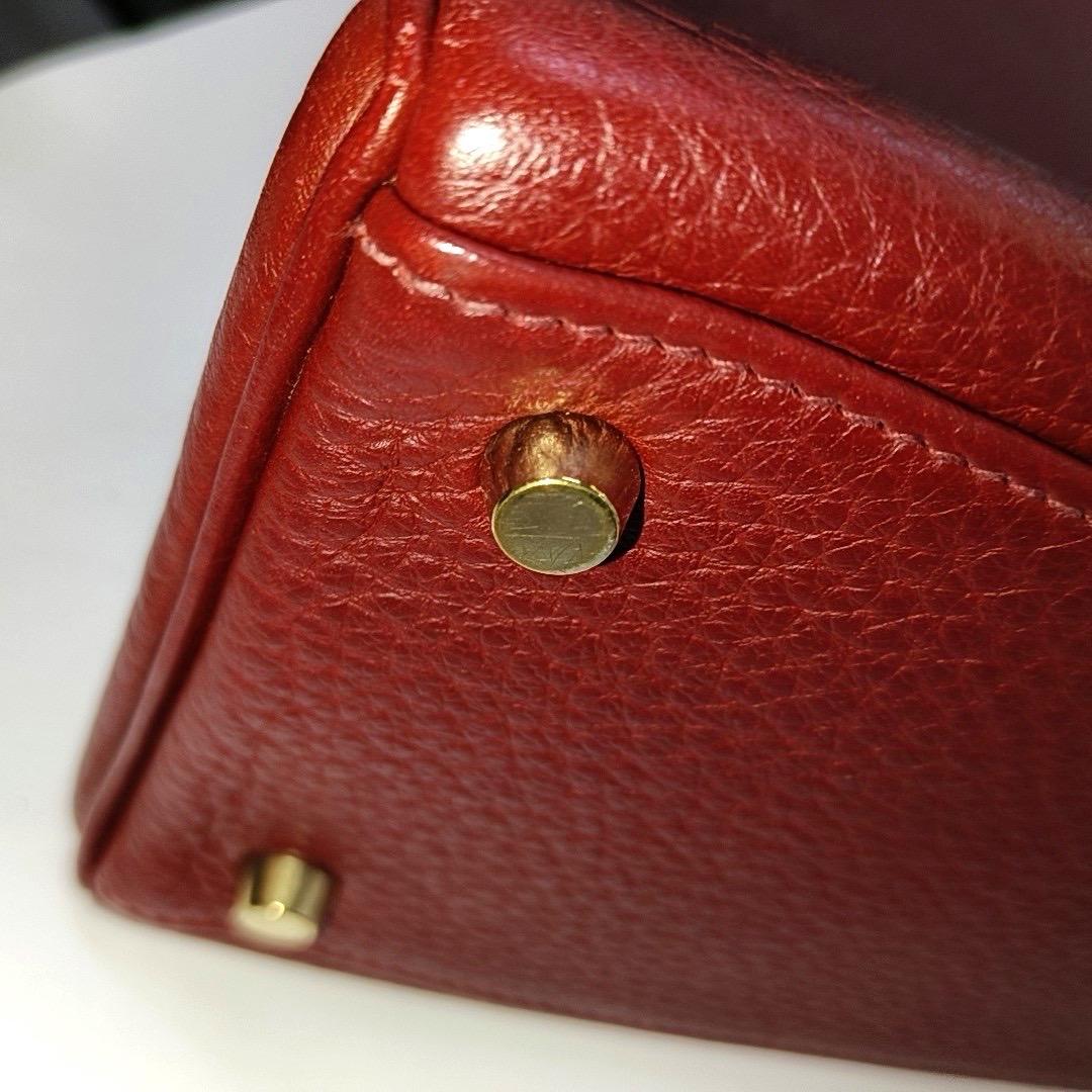 Hermes Kelly 32 Retourne Rouge H Burgundy Clemence Leder Doppelring Gold HW 2 6