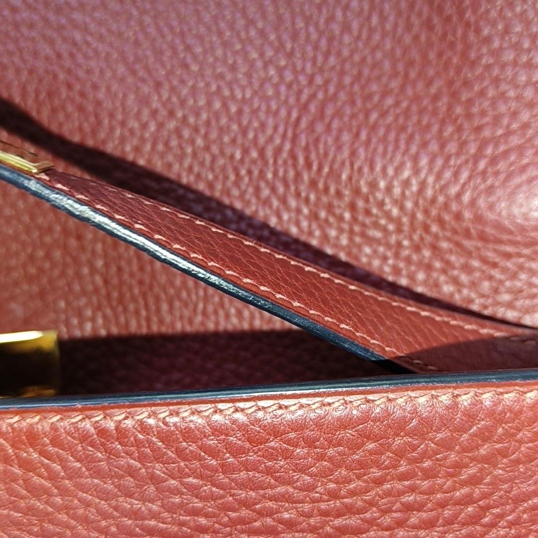 Hermes Kelly 32 Retourne Rouge H Burgundy Clemence Leder Doppelring Gold HW 2 8