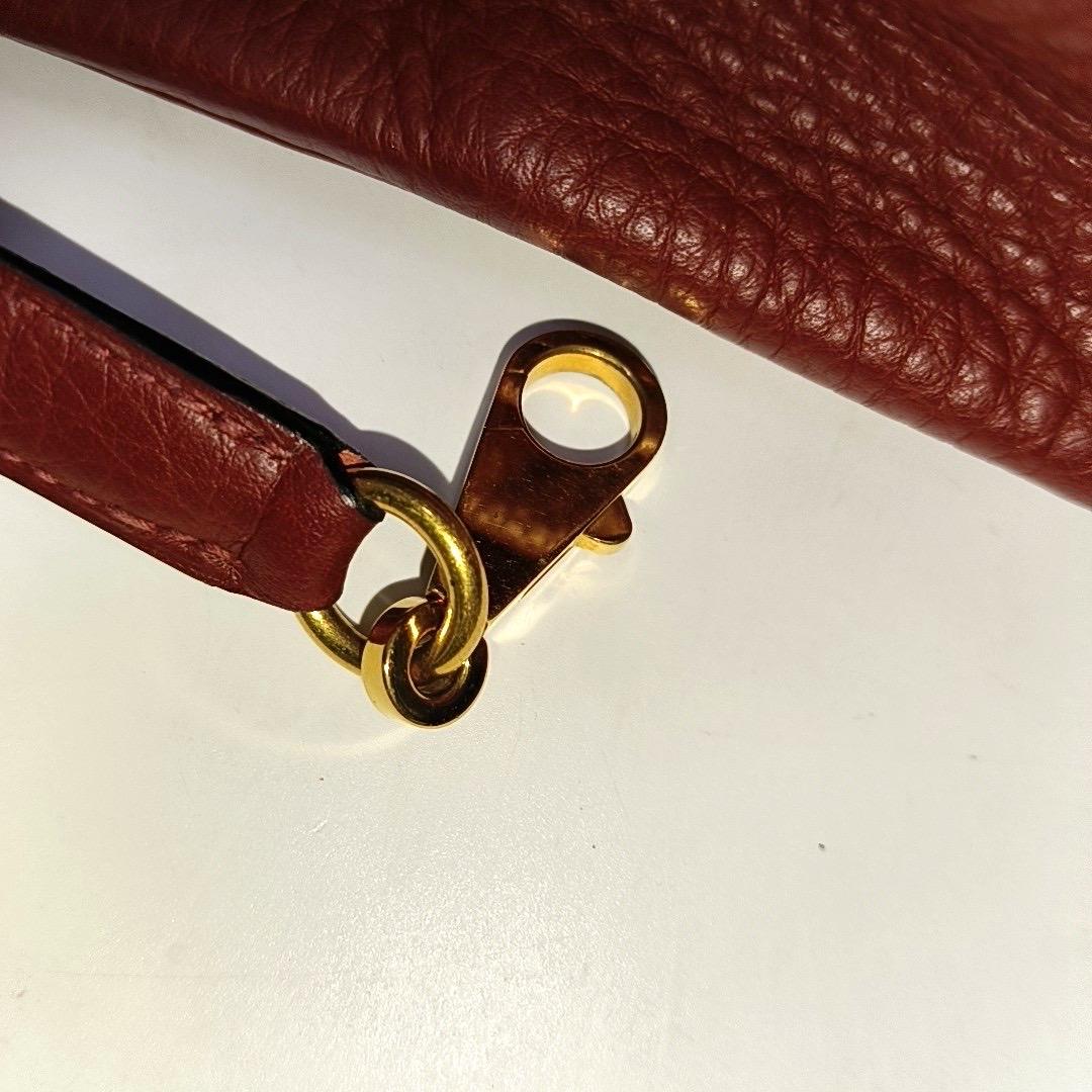 Hermes Kelly 32 Retourne Rouge H Burgundy Clemence Leder Doppelring Gold HW 2 10