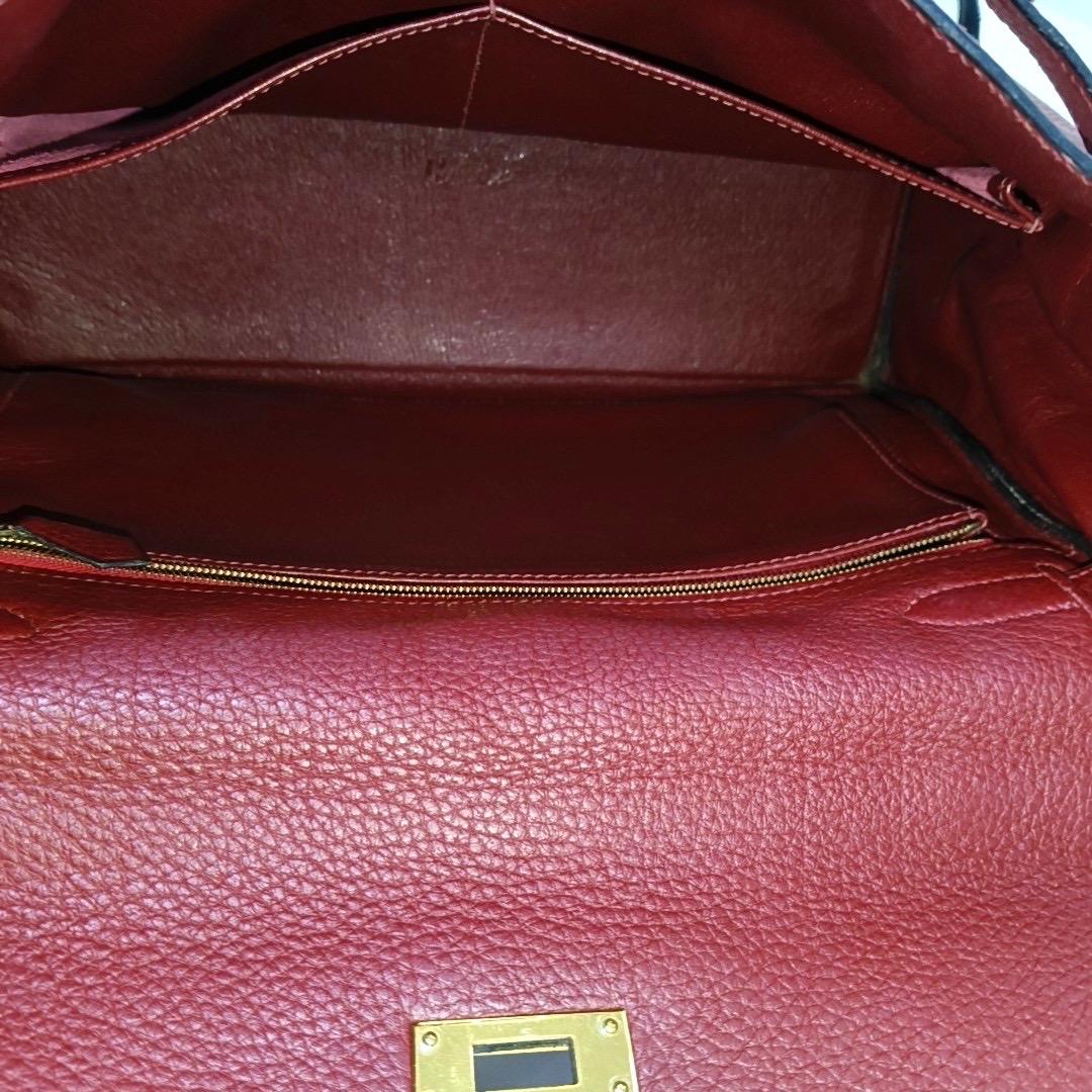 Hermes Kelly 32 Retourne Rouge H Burgundy Clemence Leder Doppelring Gold HW 2 1