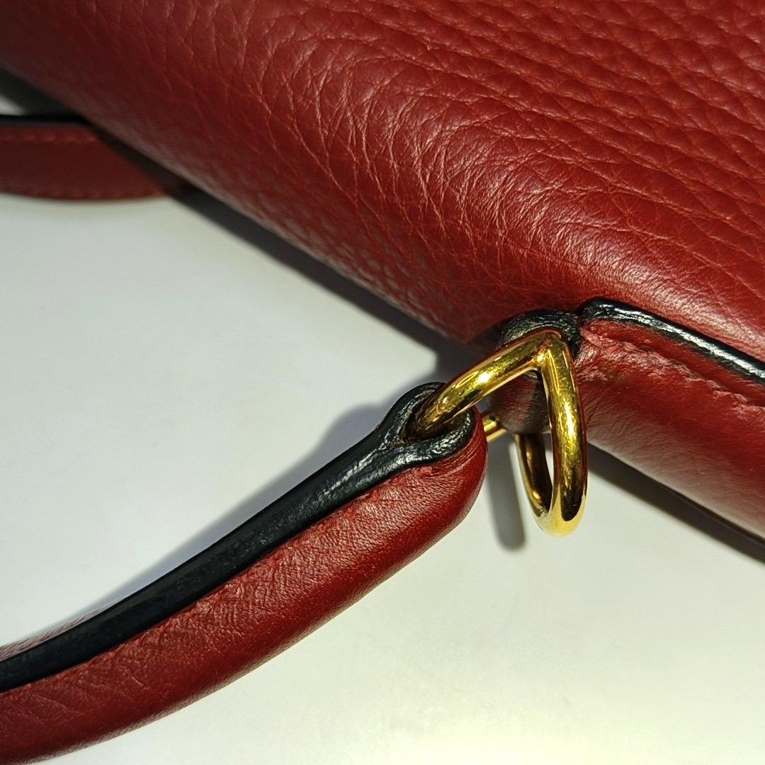 Hermes Kelly 32 Retourne Rouge H Burgundy Clemence Leder Doppelring Gold HW 2 3