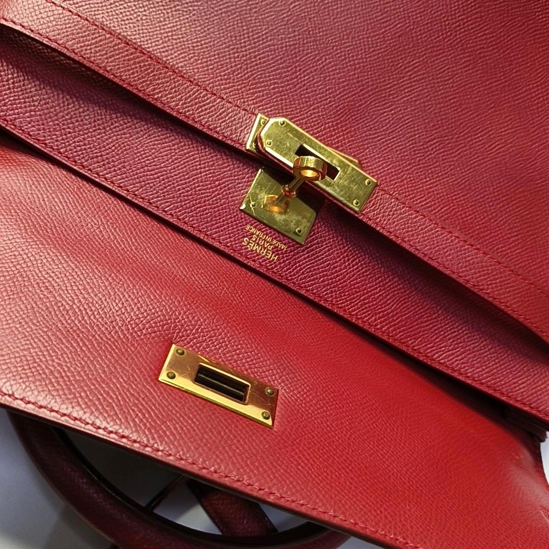 Hermes Kelly 32 Retourne Rouge Vif Red Epsom Leather Gold Hardware 1997 6