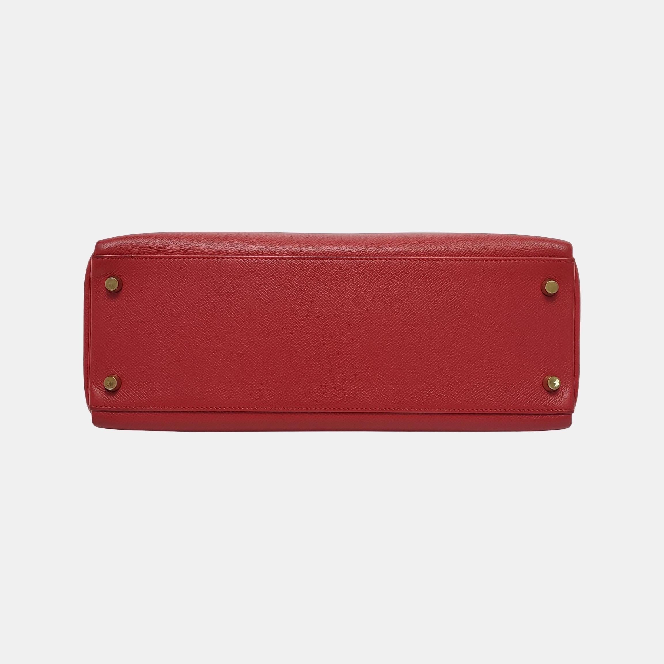 Hermes Kelly 32 Retourne Rouge Vif Red Epsom Leather Gold Hardware 1997 1