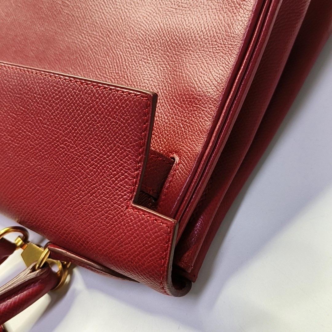 Hermes Kelly 32 Retourne Rouge Vif Red Epsom Leather Gold Hardware 1997 4