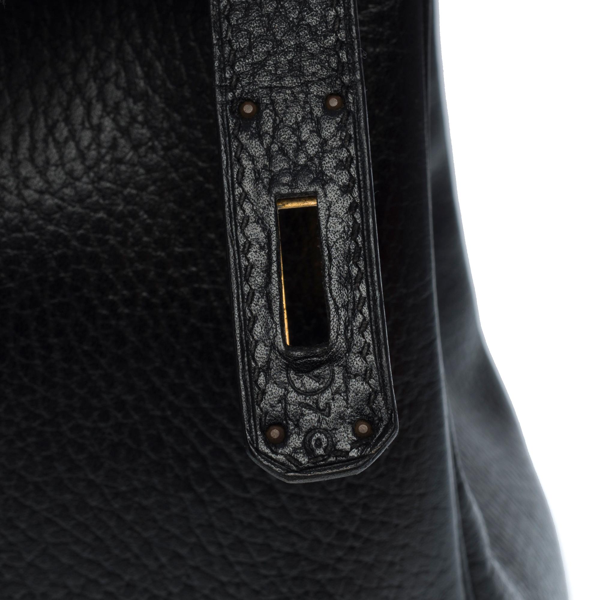 Hermès Kelly 32 Retourne Armband aus schwarzem Vache Ardennes Kalbsleder, GHW im Angebot 1