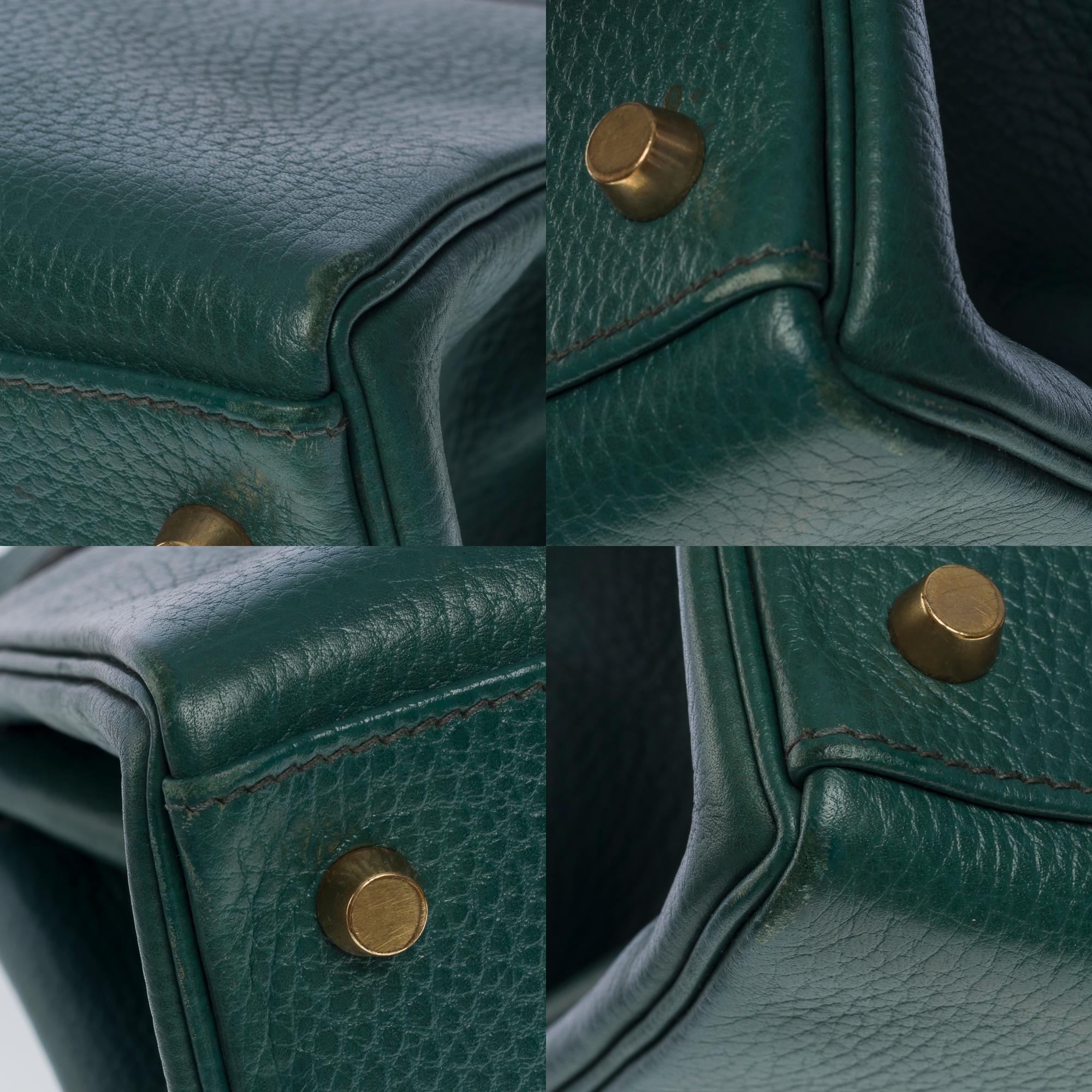 Hermès Kelly 32 retourne strap in Vert Malachite Vache Ardennes leather, GHW For Sale 4