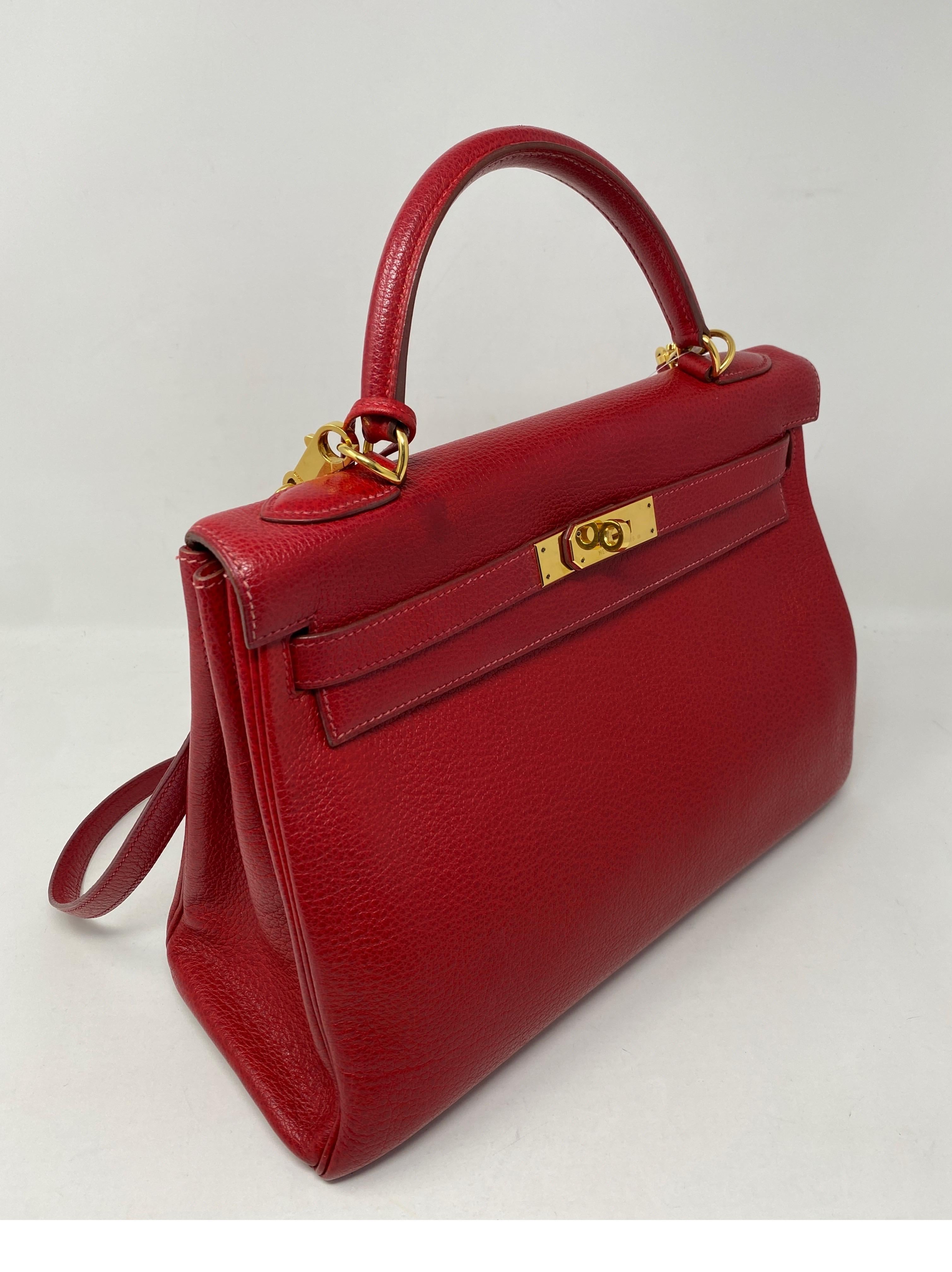 Women's or Men's Hermes Kelly 32 Rouge Casaque Bag