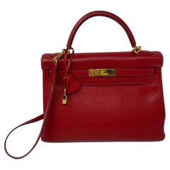 Hermes Kelly 32 Rouge Casaque Bag