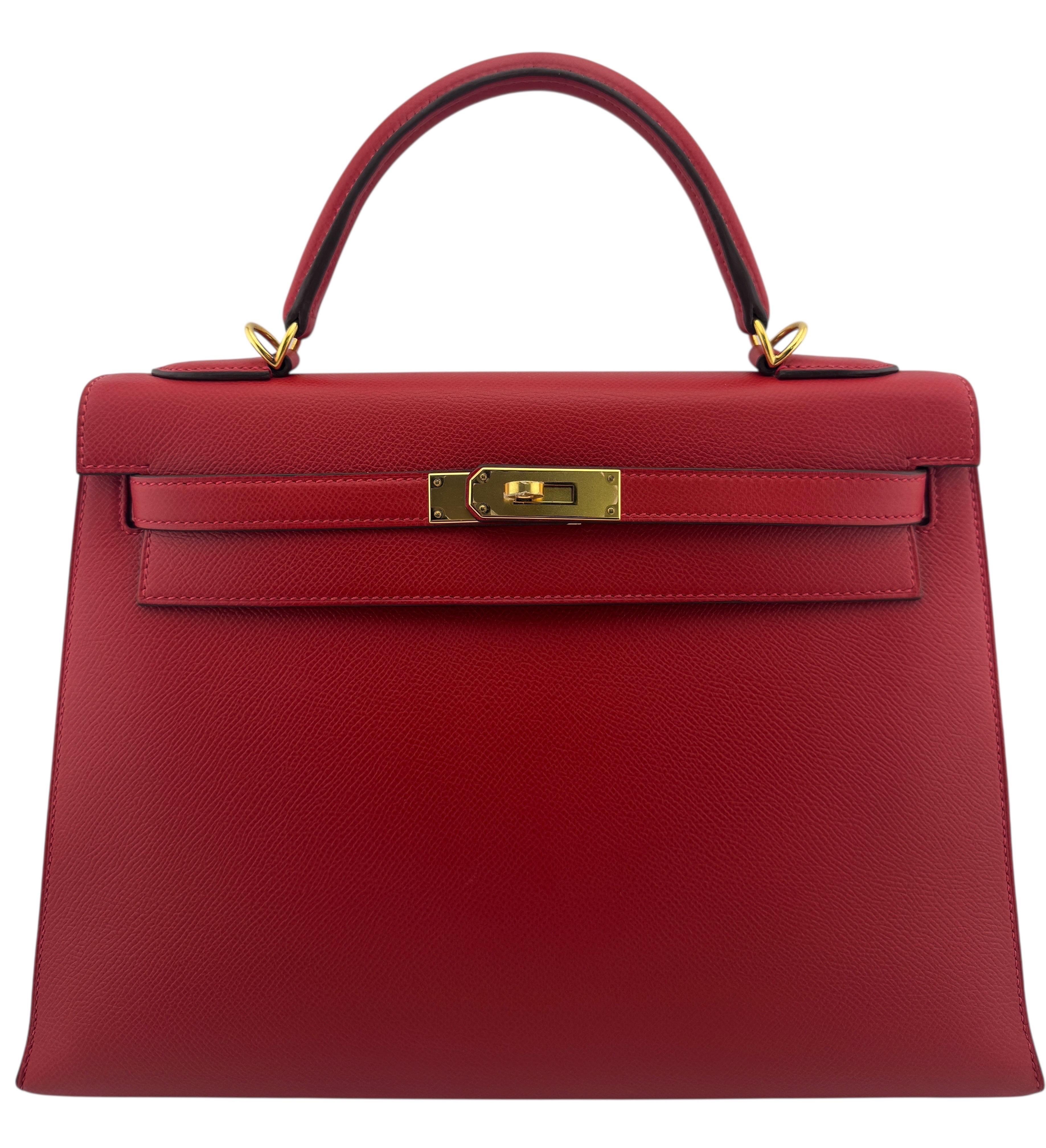 Hermes Kelly 32 rouge casaque ghw im Zustand „Hervorragend“ im Angebot in Miami, FL