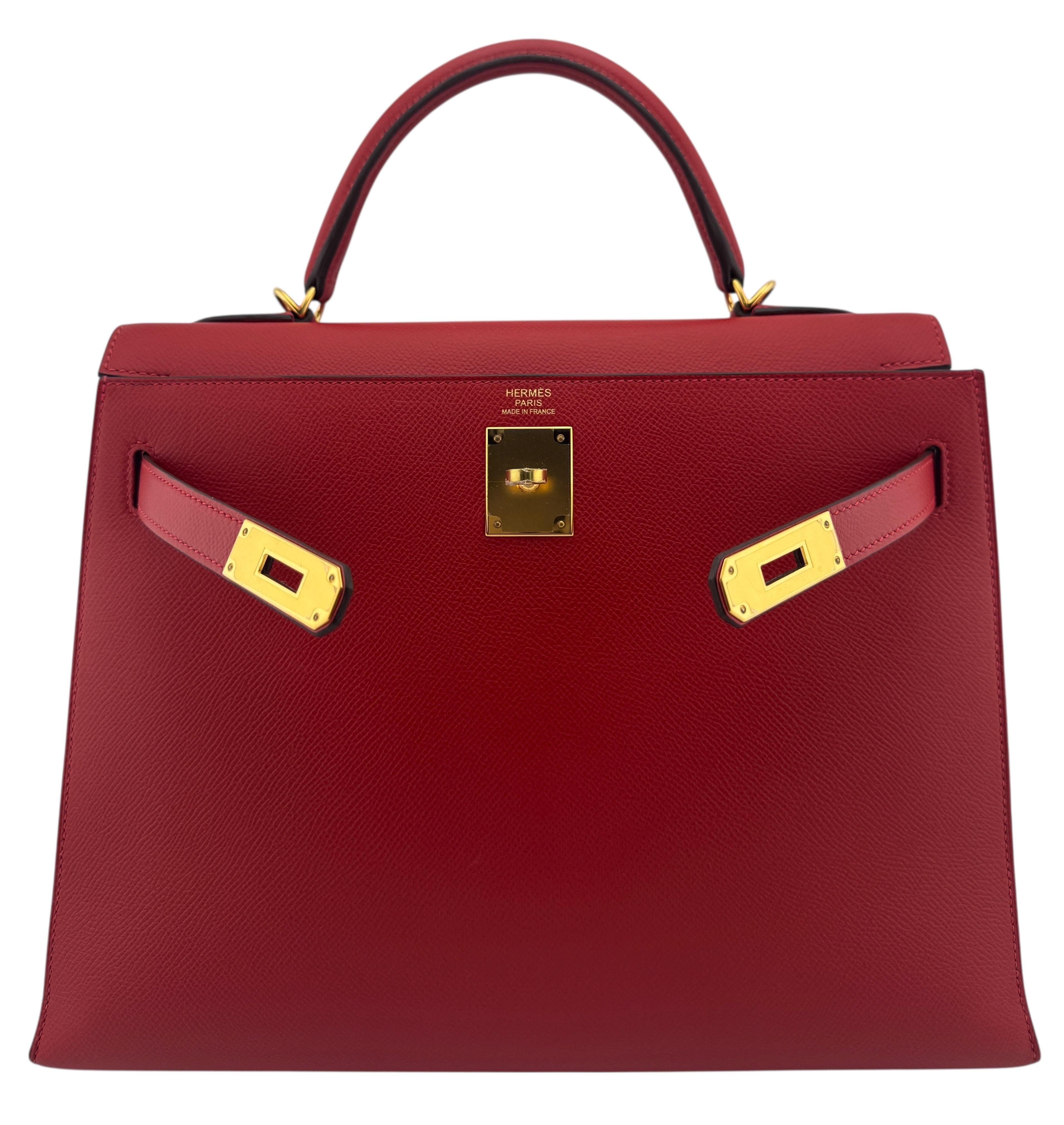 Hermes Kelly 32 rouge casaque ghw für Damen oder Herren im Angebot