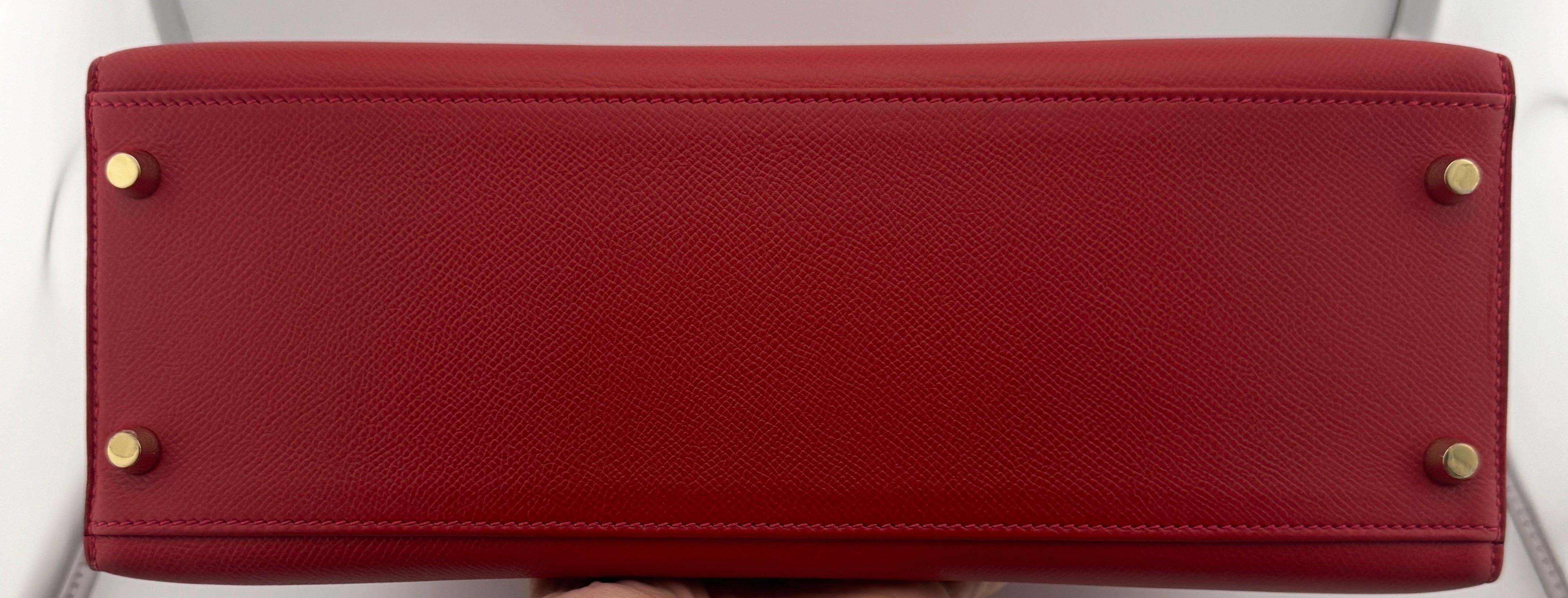 Hermes Kelly 32 rouge casaque ghw im Angebot 4
