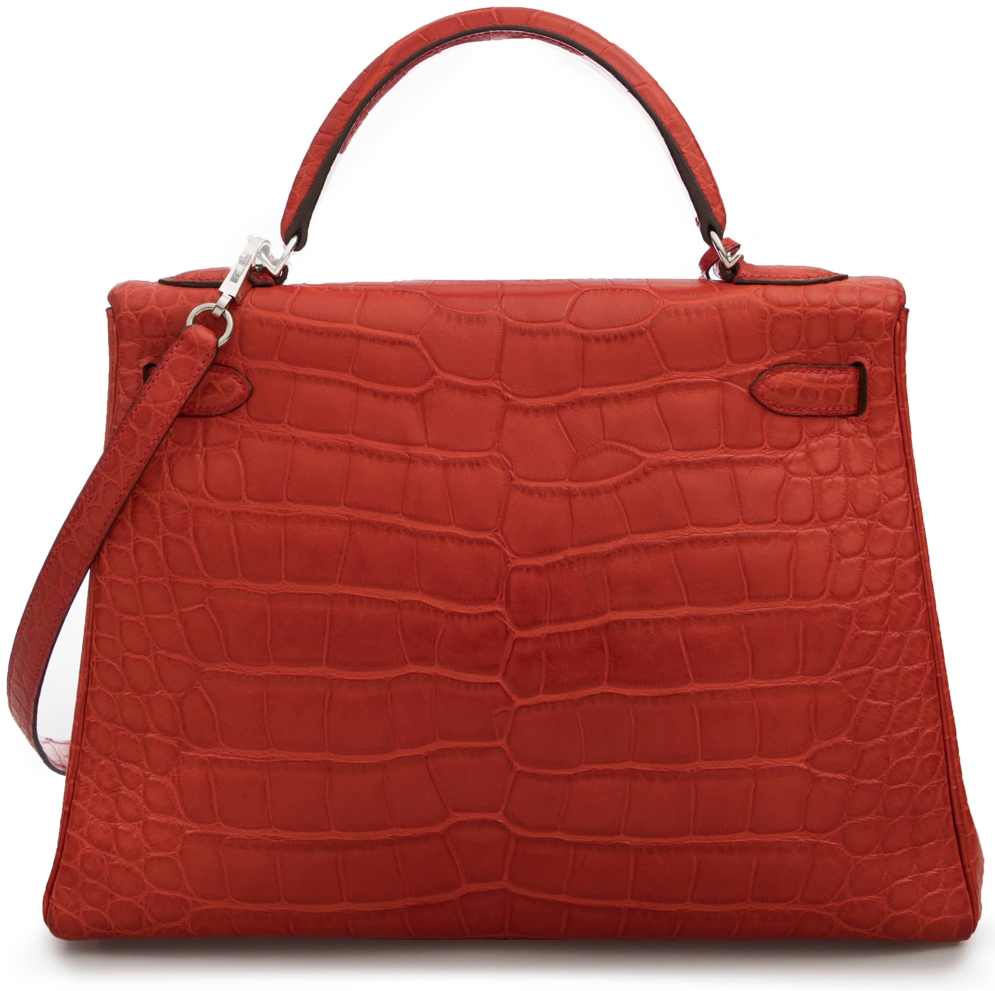 Red Hermes Kelly 32 rouge pivoine bag