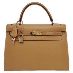 Hermes Kelly 32 Sellier 4B Biscuit Or Togo Cuir Or HW 1996
