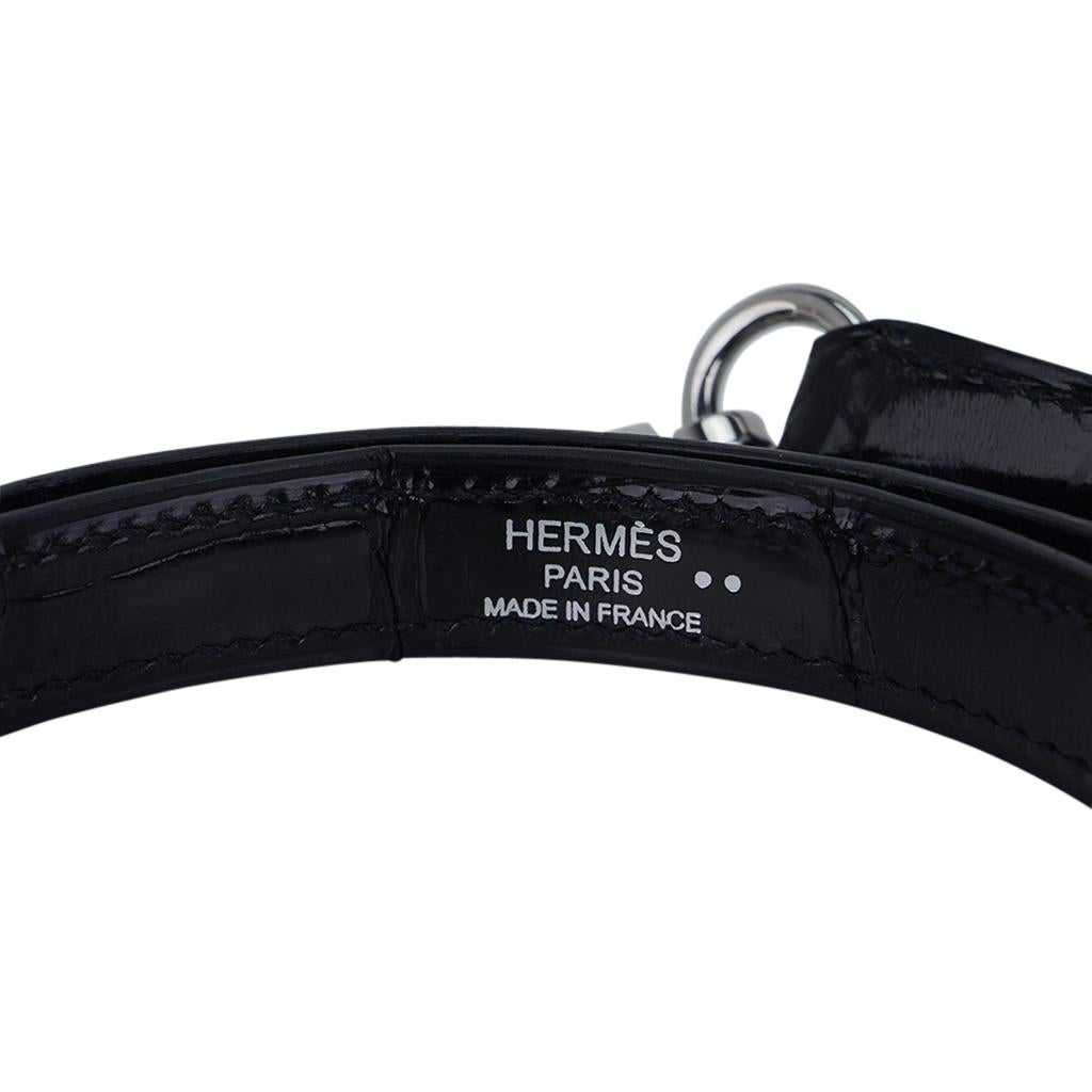 Hermes Kelly 32 Sellier Bag Black Crocodile Palladium Hardware 8