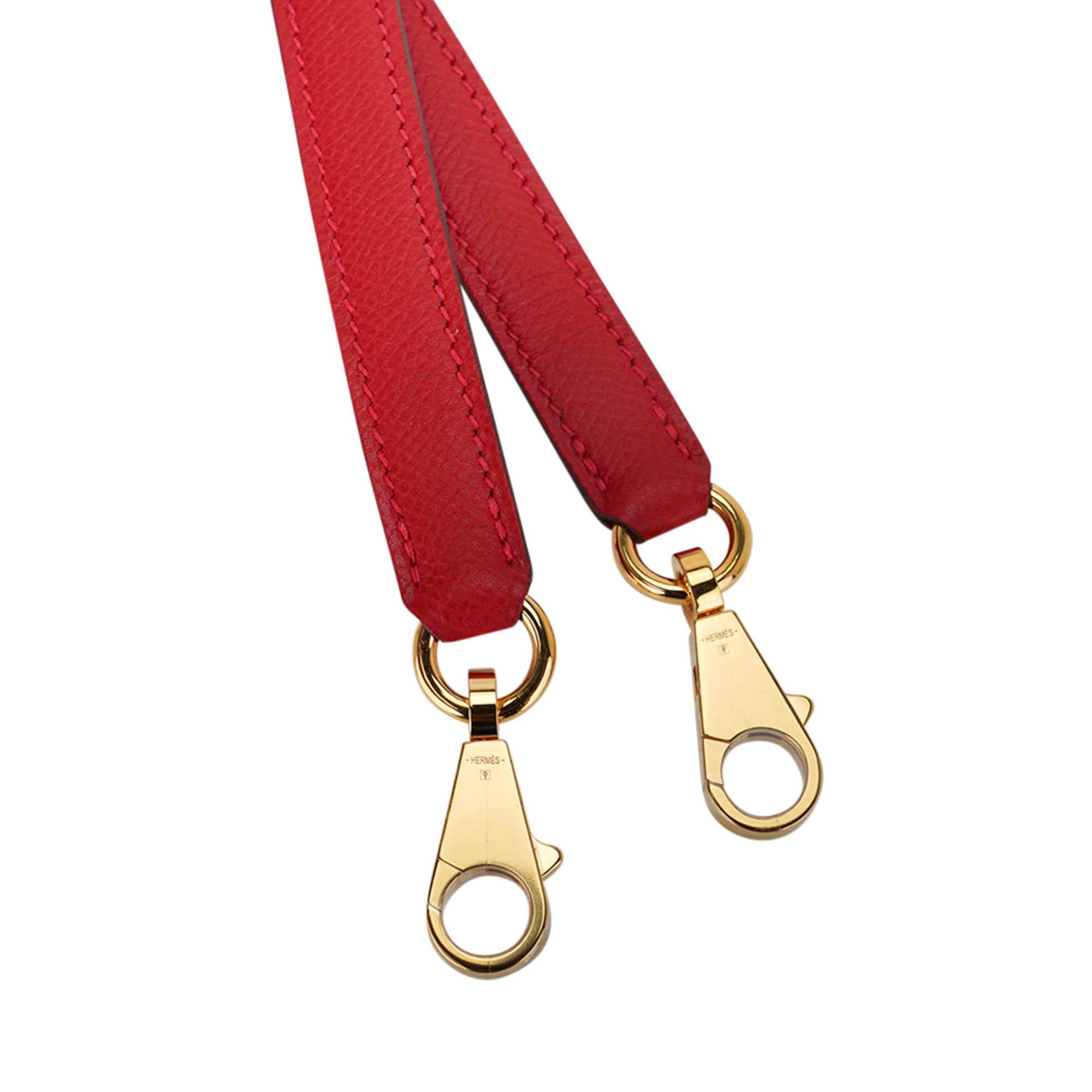 Hermes Kelly 32 Sellier Bag Rouge Casaque Epsom Leather Gold Hardware en vente 9