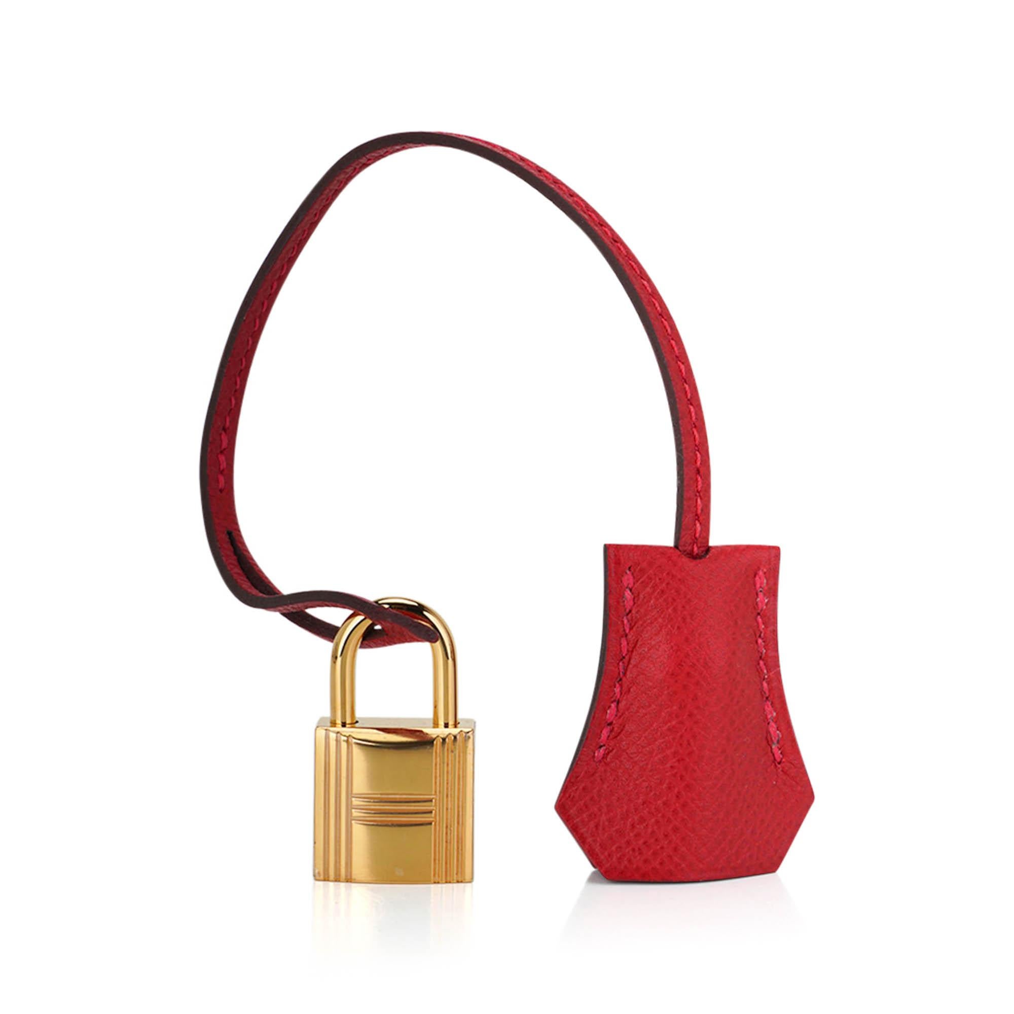 Hermes Kelly 32 Sellier Tasche Rouge Casaque Epsom Leder Gold Hardware im Angebot 5