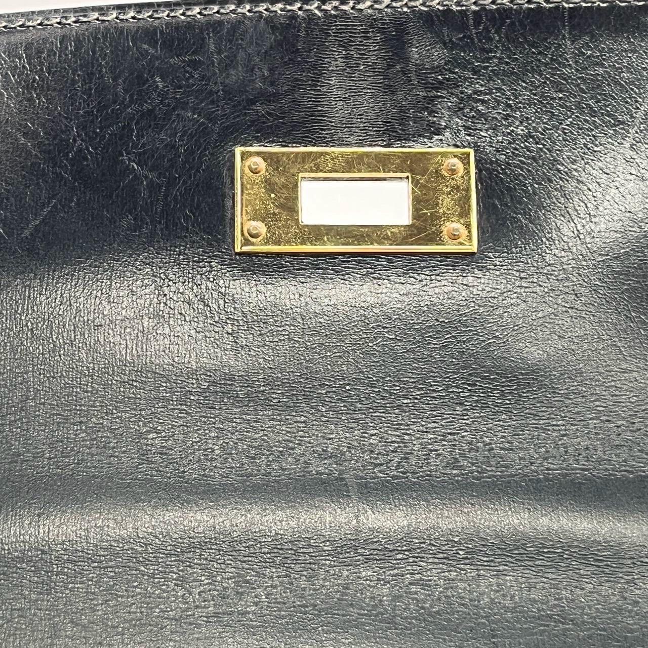 Hermes Kelly 32 Sellier Black Box Leather Gold HW 1987 6