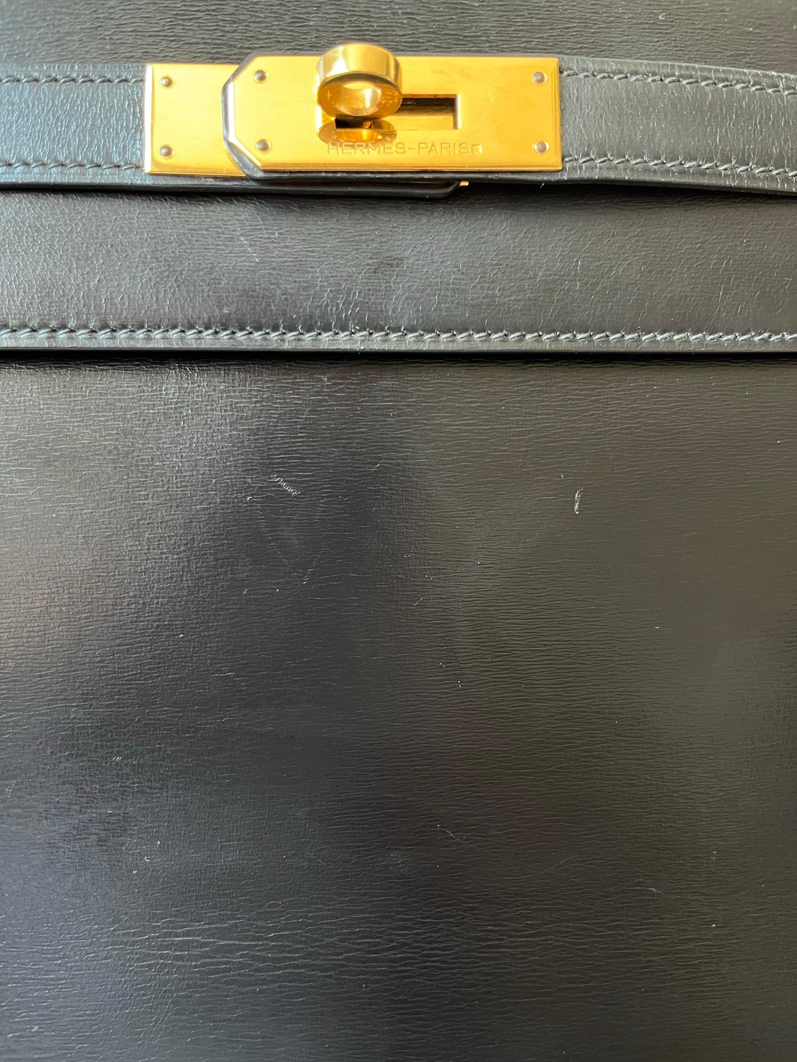 Hermes Kelly 32 Sellier Black Box Leather Gold HW 1987 13