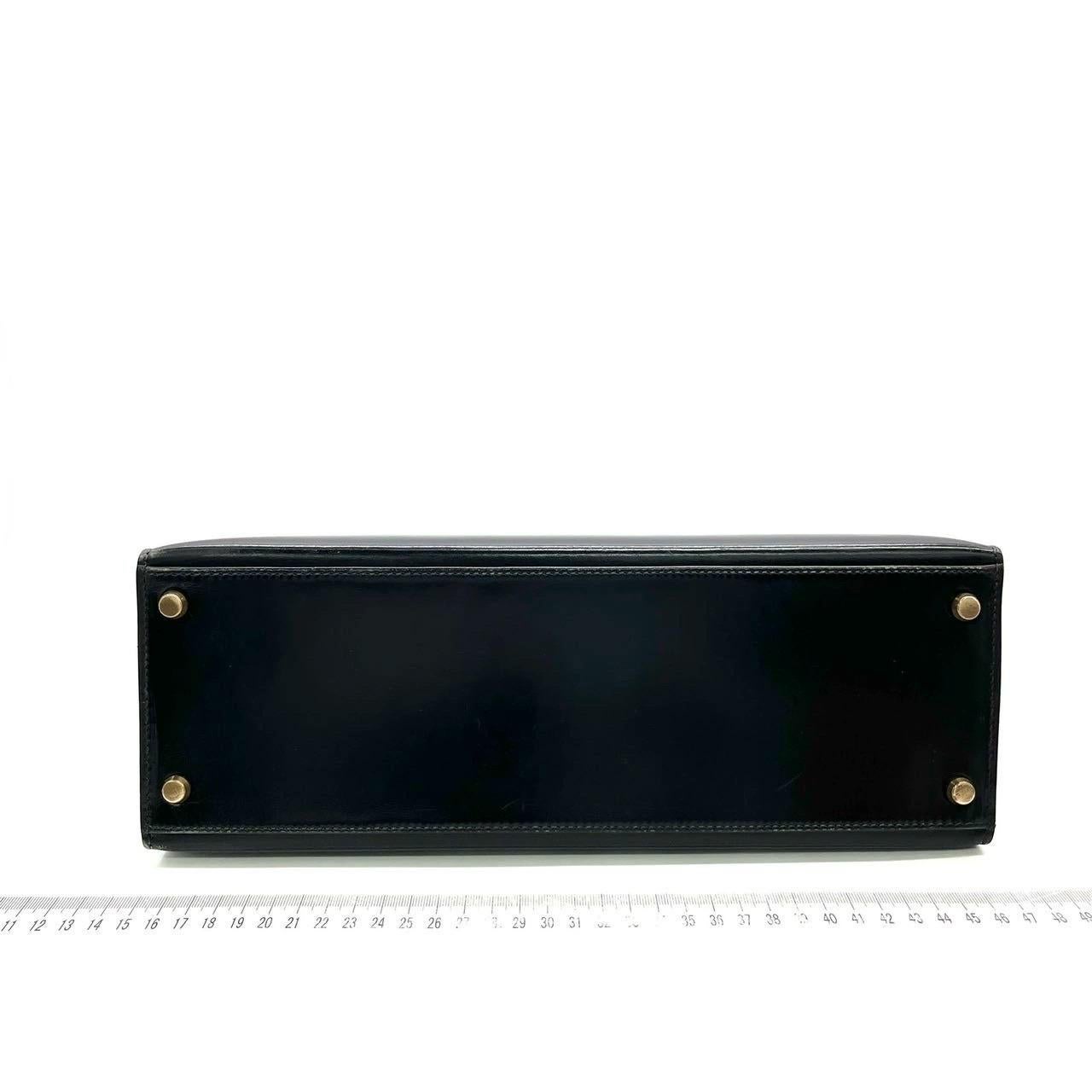 Hermes Kelly 32 Sellier Black Box Leather Gold HW 1987 2