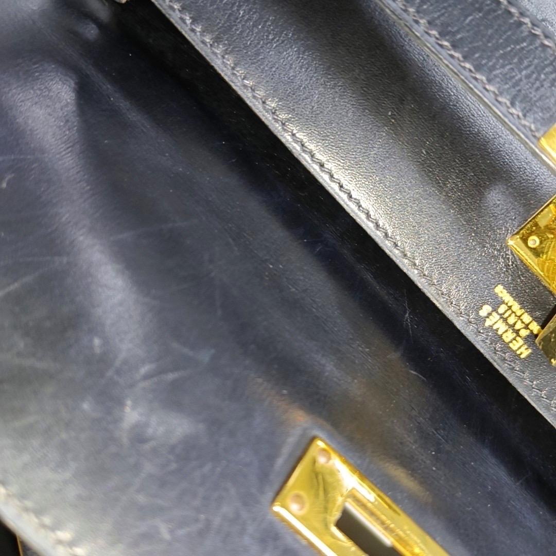 Hermes Kelly 32 Sellier Black Box Leather Gold HW 1993 For Sale 4