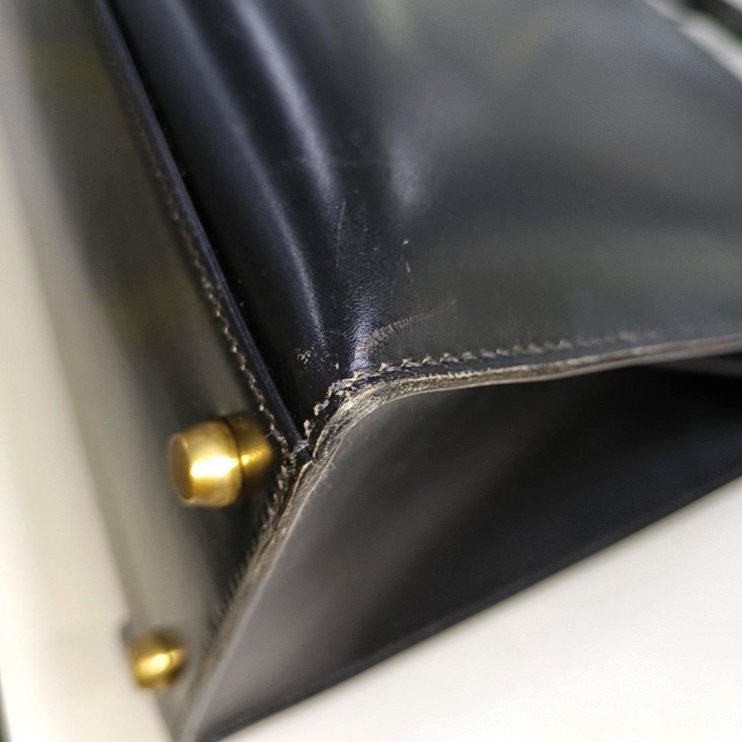 Hermes Kelly 32 Sellier Black Box Leather Gold HW 1993 For Sale 11