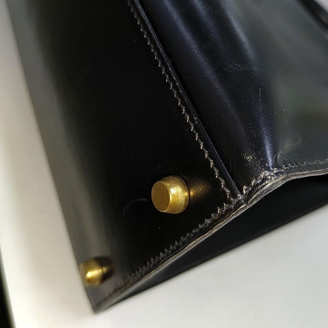 Hermes Kelly 32 Sellier Black Box Leather Gold HW 1993 For Sale 12