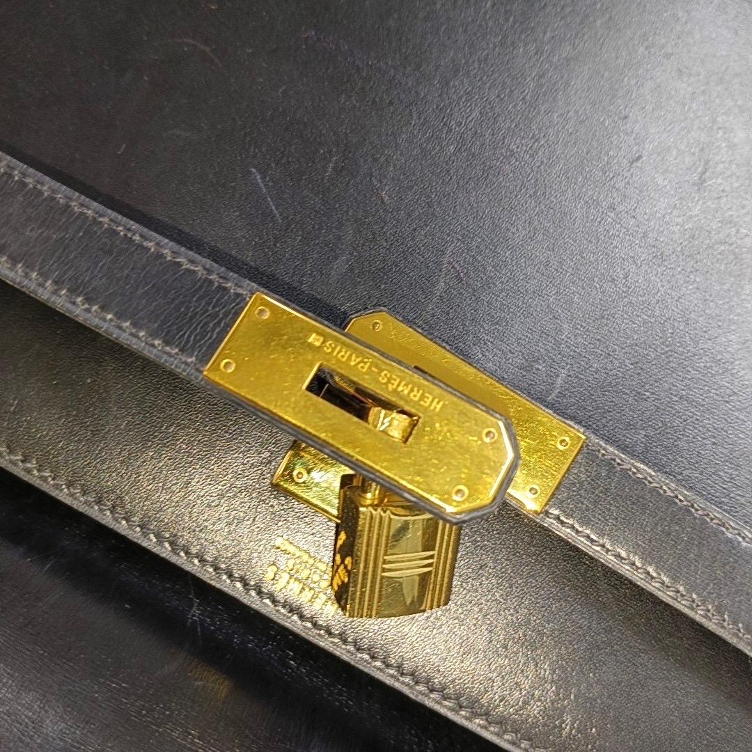 Hermes Kelly 32 Sellier Black Box Leather Gold HW 1993 For Sale 1