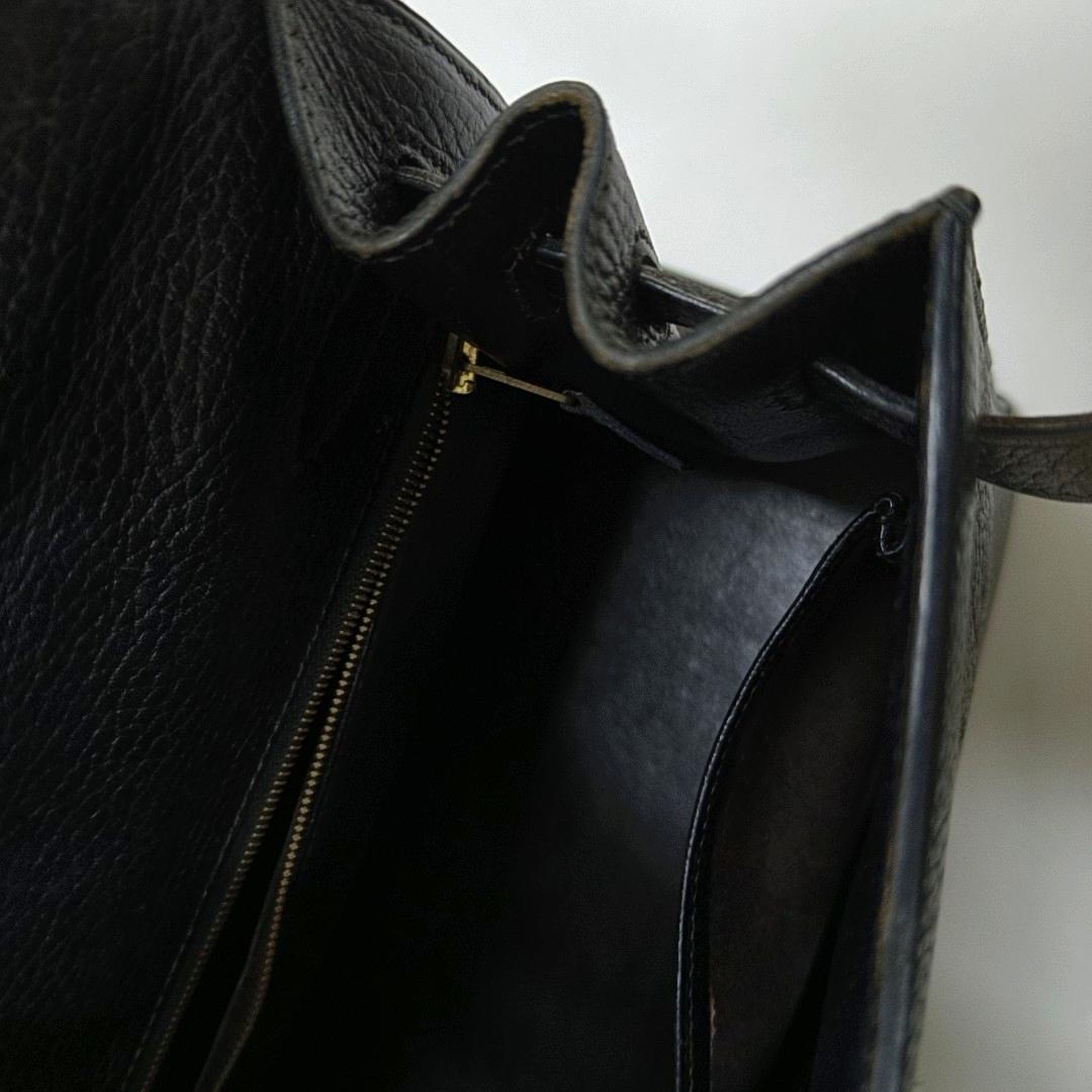 Hermes Kelly 32 Sellier Black Clemence Leather Gold Hardware 1995 For Sale 11