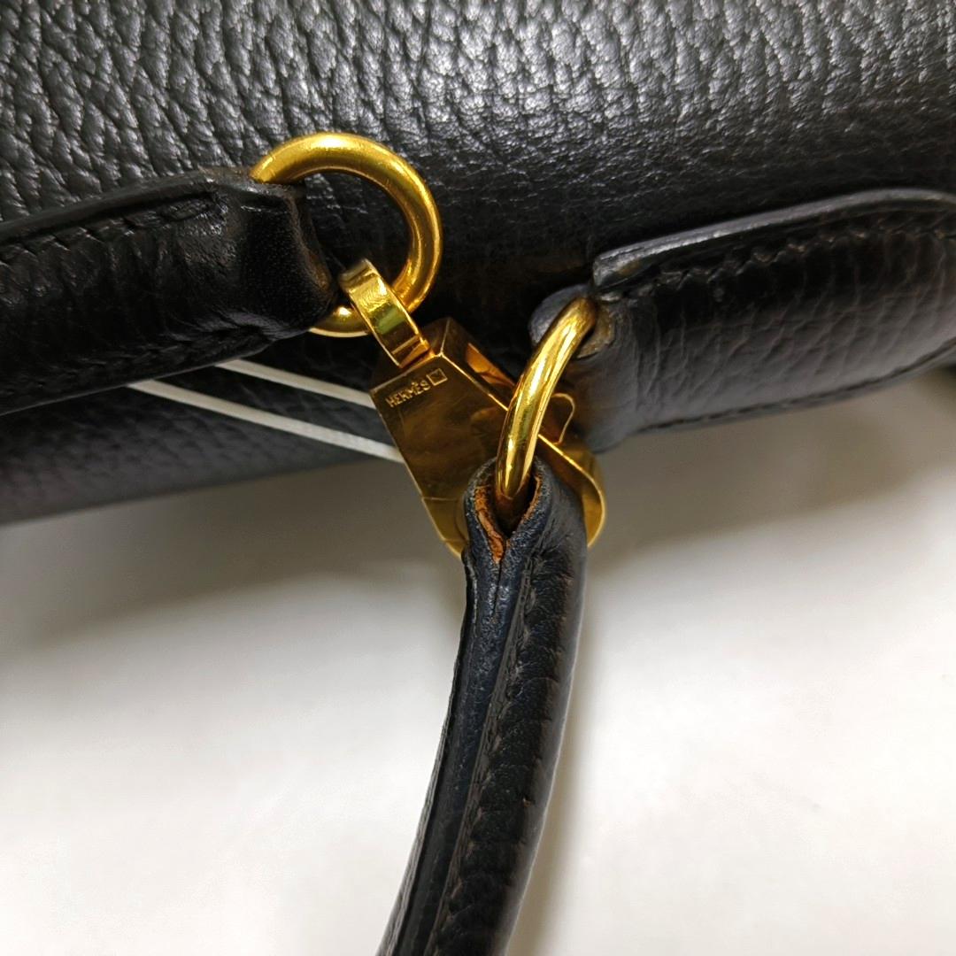 Hermes Kelly 32 Sellier Black Clemence Leather Gold Hardware 1995 For Sale 12