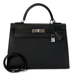 Hermès Kelly 32 Sellier Black Epsom PHW