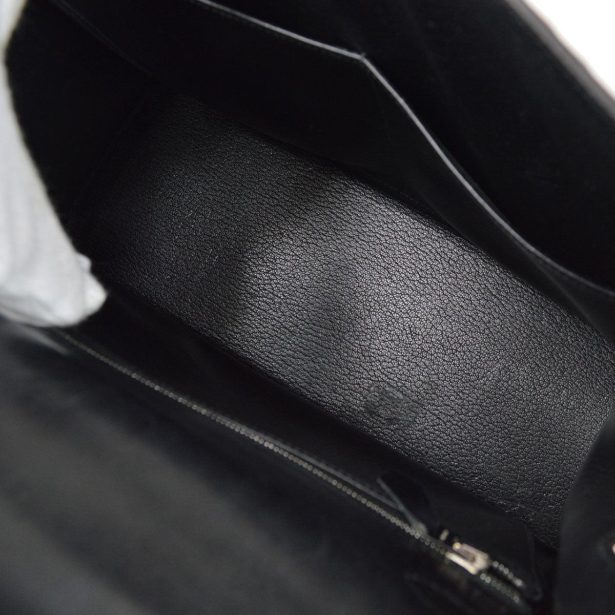 Women's HERMES Kelly 32 Sellier Black Everdeutch Leather Palladium Hardware Handle Bag