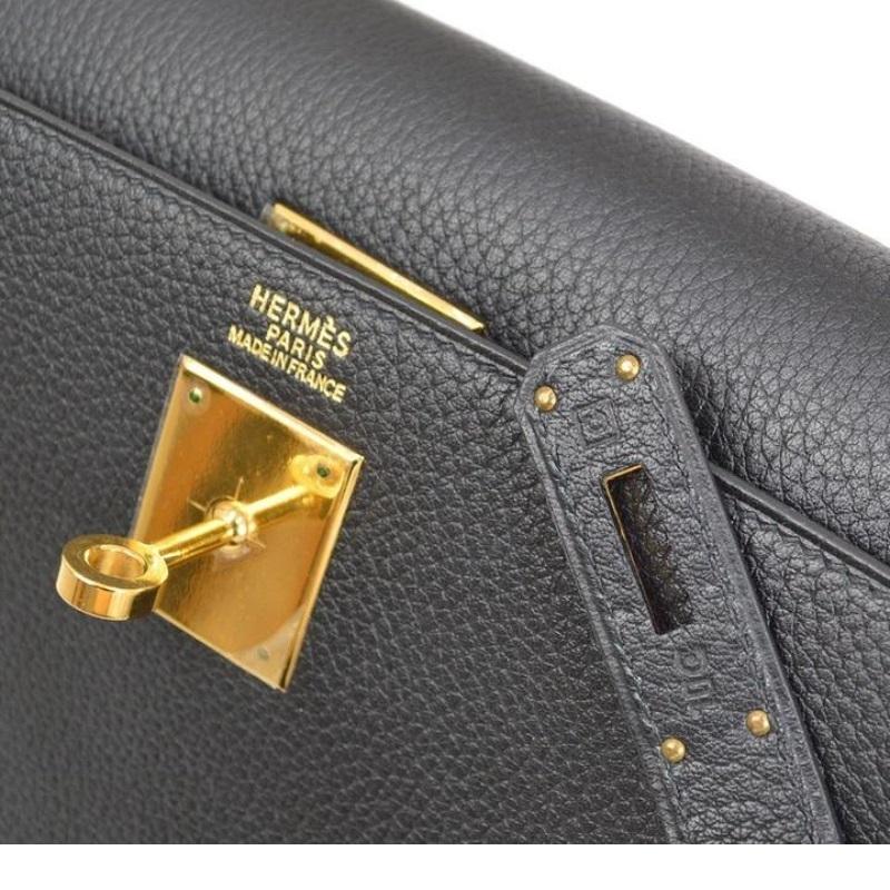 Women's HERMES Kelly 32 Sellier Black Togo Gold Evening Top Handle Satchel Shoulder Bag For Sale
