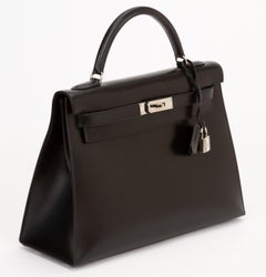 Hermès Kelly 32 Sellier Box Calf Black Palladium Hardware