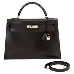 Hermès Kelly 32 Sellier Box Calf Black Palladium Hardware
