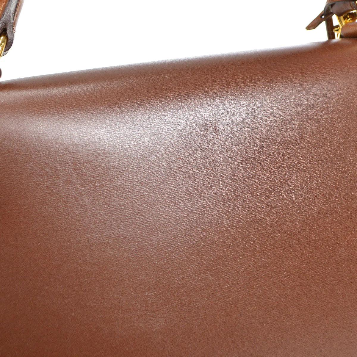 HERMES Kelly 32 Sellier Box Calfskin Leather Gold Top Handle Shoulder Bag 1