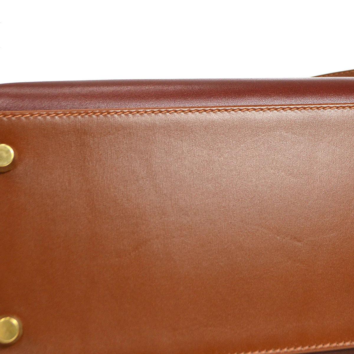 HERMES Kelly 32 Sellier Box Calfskin Leather Gold Top Handle Shoulder Bag 2