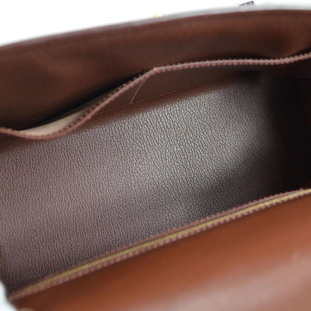 HERMES Kelly 32 Sellier Box Calfskin Leather Gold Top Handle Shoulder Bag 3