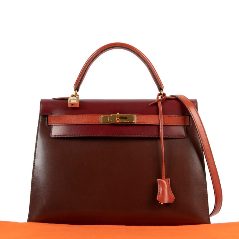 Hermès Kelly 32 Sellier Box Tri-colour GHW Limited Edition at
