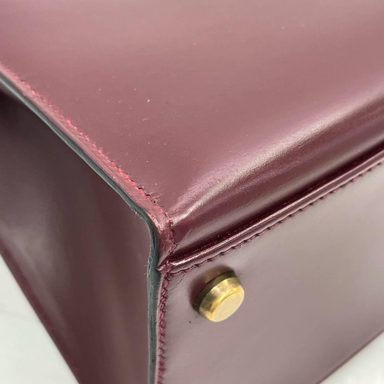 Hermès Kelly 32 Sellier Burgundy Box Leather Gold HW 1978 im Angebot 6