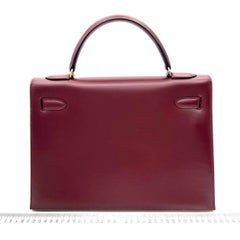 Hermès Kelly 32 Sellier Burgundy Box Leather Gold HW 1978