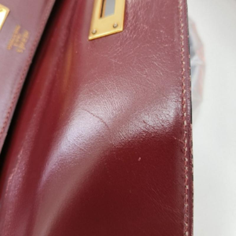 Hermes Kelly 32 Sellier Burgundy Box Leather Gold HW 1987 5
