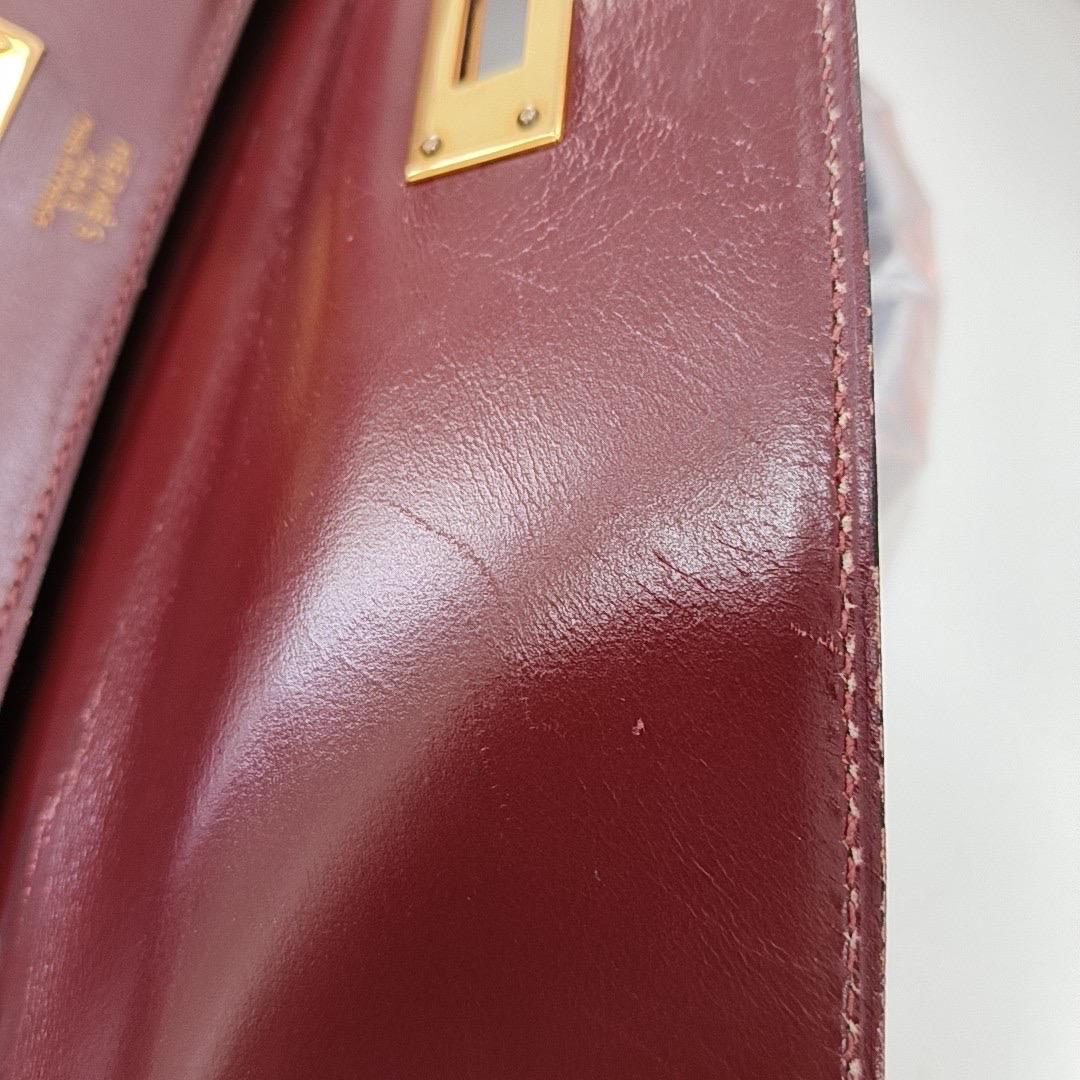 Hermes Kelly 32 Sellier Burgund Box Leder Gold HW 1987 14