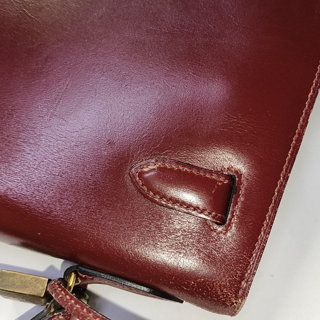 Hermes Kelly 32 Sellier Burgund Box Leder Gold HW 1987 15